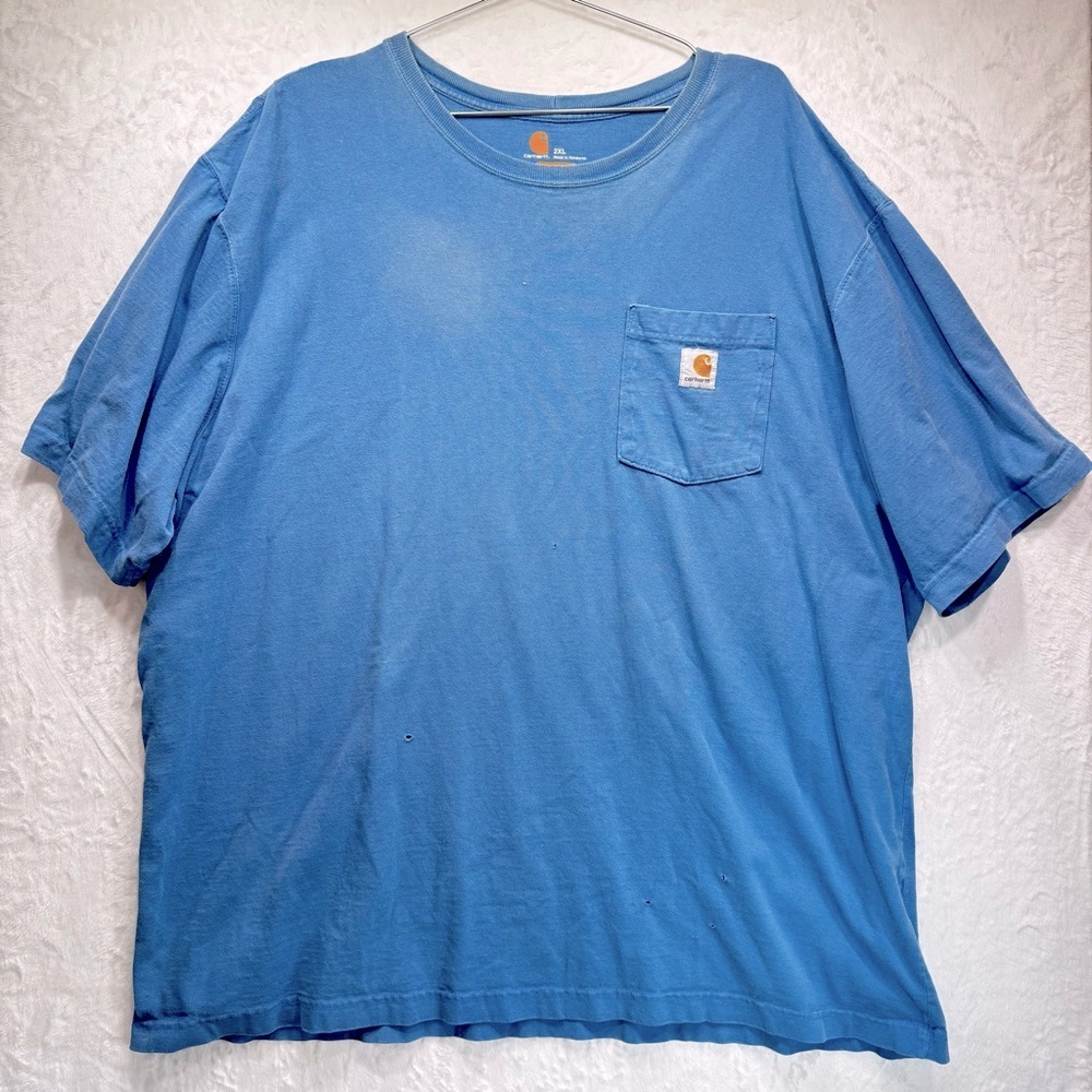 Carhartt Light Blue Pocket Tee Lightly Distressed Perfectly Worn In Workwear